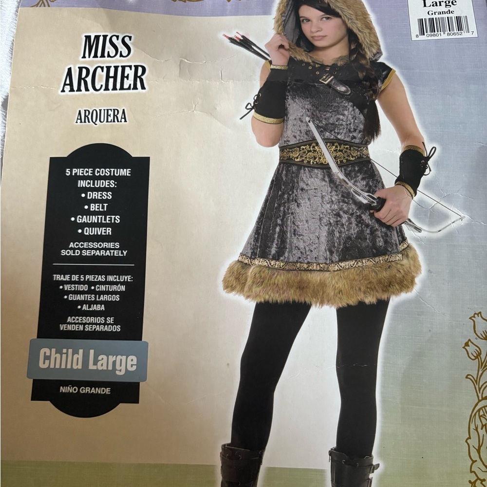 Miss Archer Kids Costume - Gray and Brown